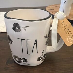 Rae Dunn Black Floral Tea Mug